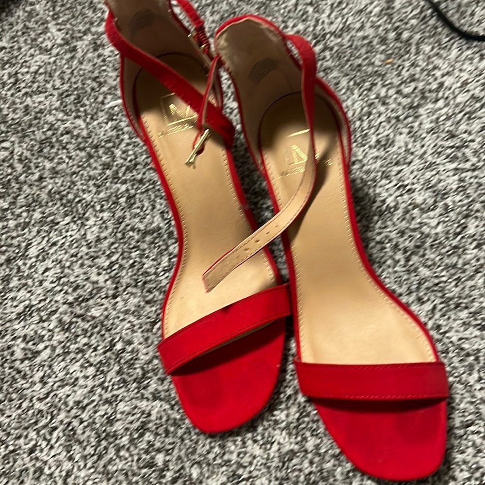 Red velvet heels